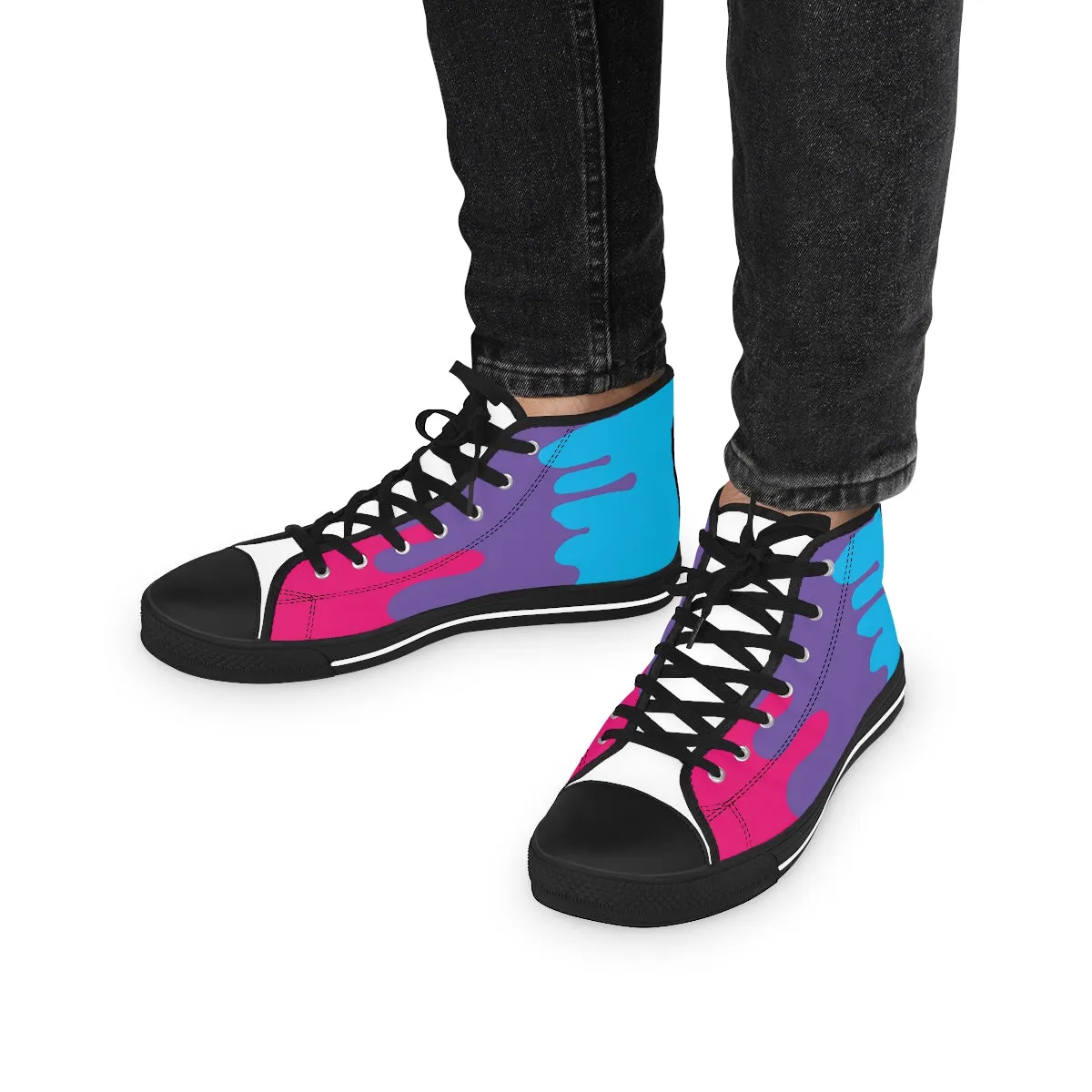 Androgyne Drip Rainbow Flag LGBTQ High Top Sneakers Unisex Size