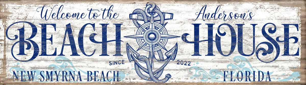 Beach House Sign - Welcome to our Beach House with Anchor