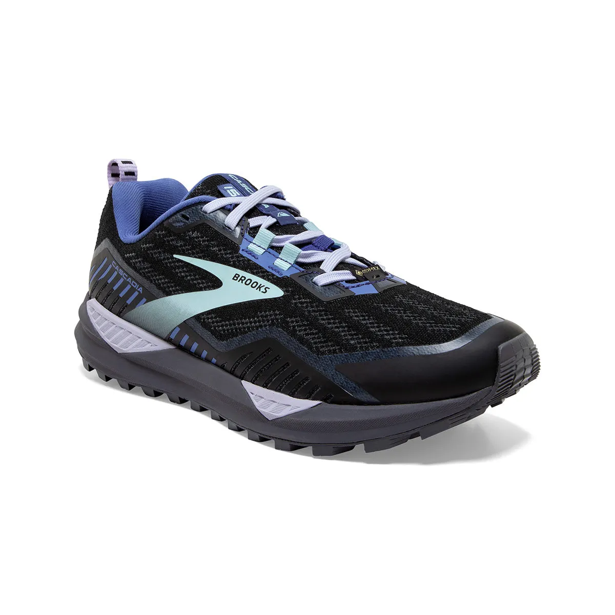 Womens Brooks Cascadia 15 GTX Waterproof Trail Running Shoes in Black/Marlin/Blue