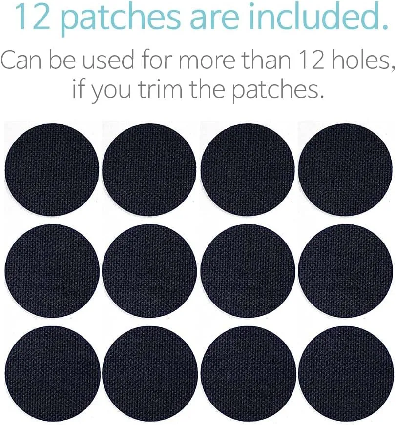 Circle Shape Shoe Hole Prevention Repair Patches/Inserts for 12 Holes (Black)