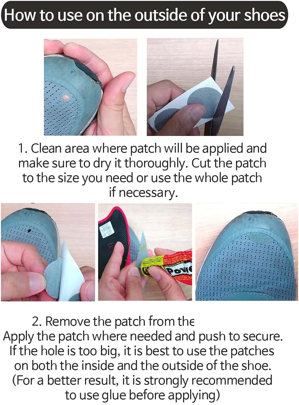 Circle Shape Shoe Hole Prevention Repair Patches/Inserts for 12 Holes (Black)