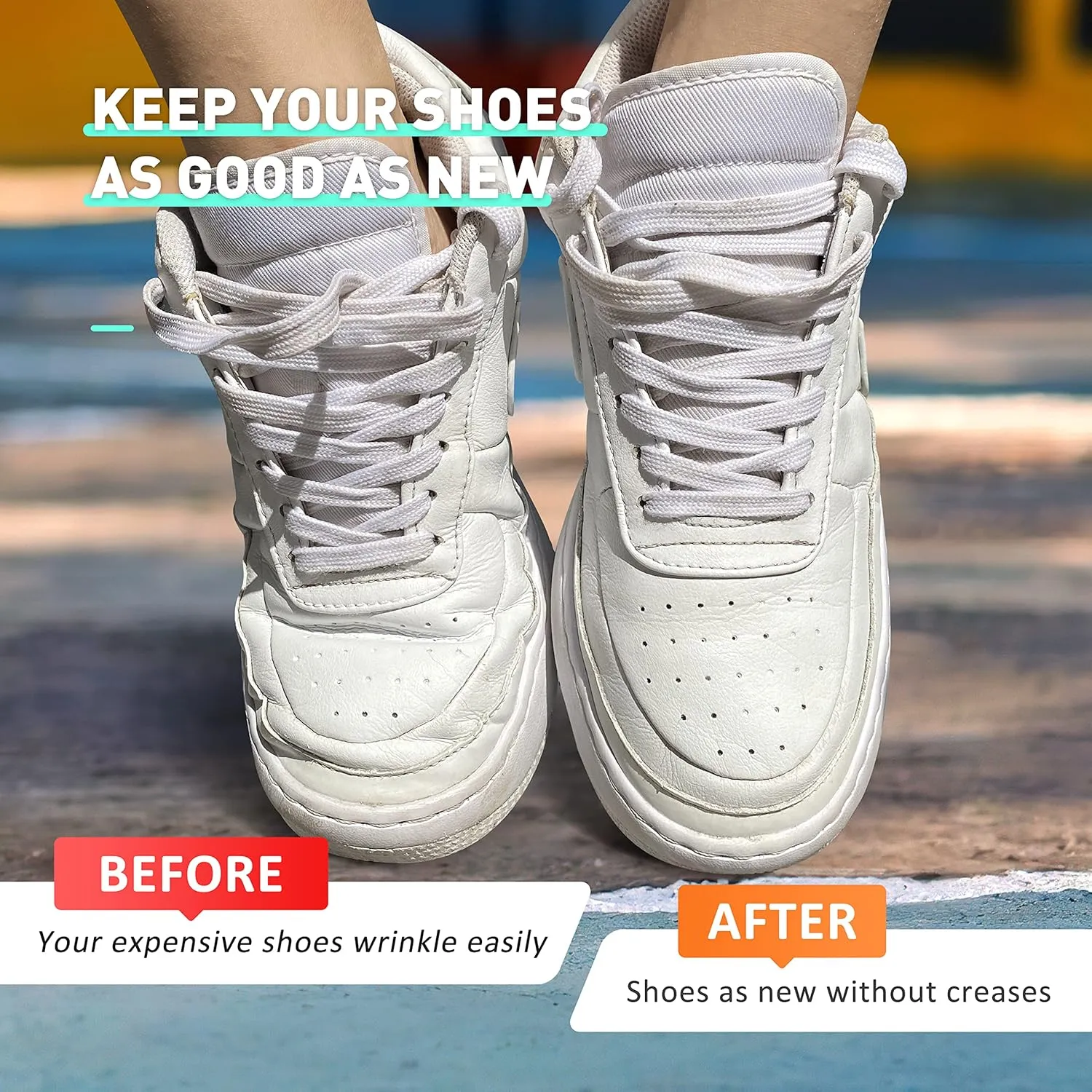 Crease Protectors Suitable for Most Sneakers, 4 Pairs Crease Protectors for Jordan 1, Air Force 1, and Dunk Low; Men's 7.5-12/ Women's 5-8.5 (Men's US Size 7.5-12, Black White)