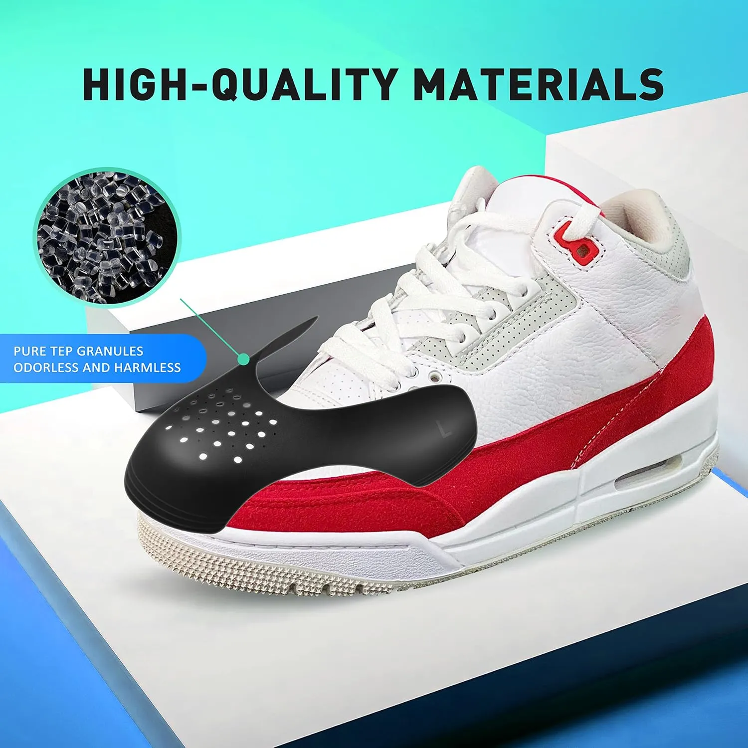 Crease Protectors Suitable for Most Sneakers, 4 Pairs Crease Protectors for Jordan 1, Air Force 1, and Dunk Low; Men's 7.5-12/ Women's 5-8.5 (Men's US Size 7.5-12, Black White)