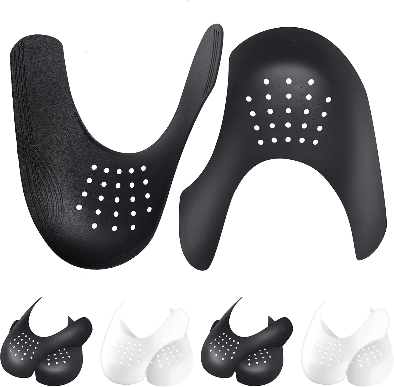 Crease Protectors Suitable for Most Sneakers, 4 Pairs Crease Protectors for Jordan 1, Air Force 1, and Dunk Low; Men's 7.5-12/ Women's 5-8.5 (Men's US Size 7.5-12, Black White)