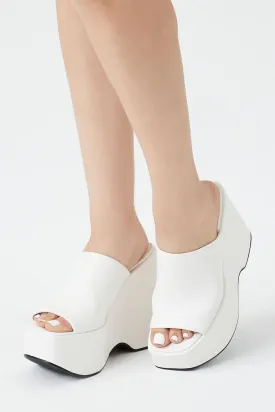 Forever 21 faux leather platform boots, white