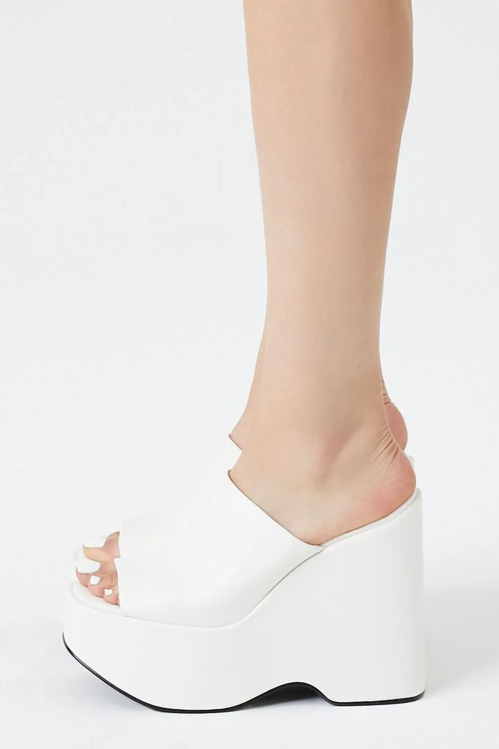 Forever 21 faux leather platform boots, white