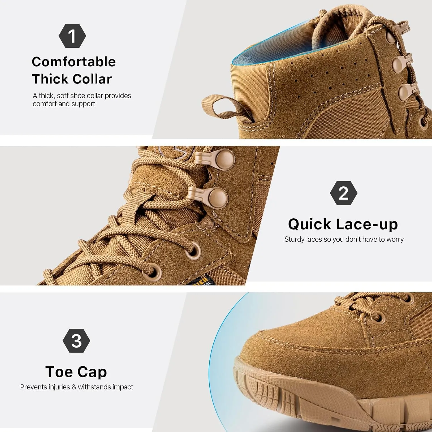 FREE SOLDIER Hiking Work Boots Men's Tactical Boots 6 Inches Waterproof Military Boots Outdoors Desert Boots