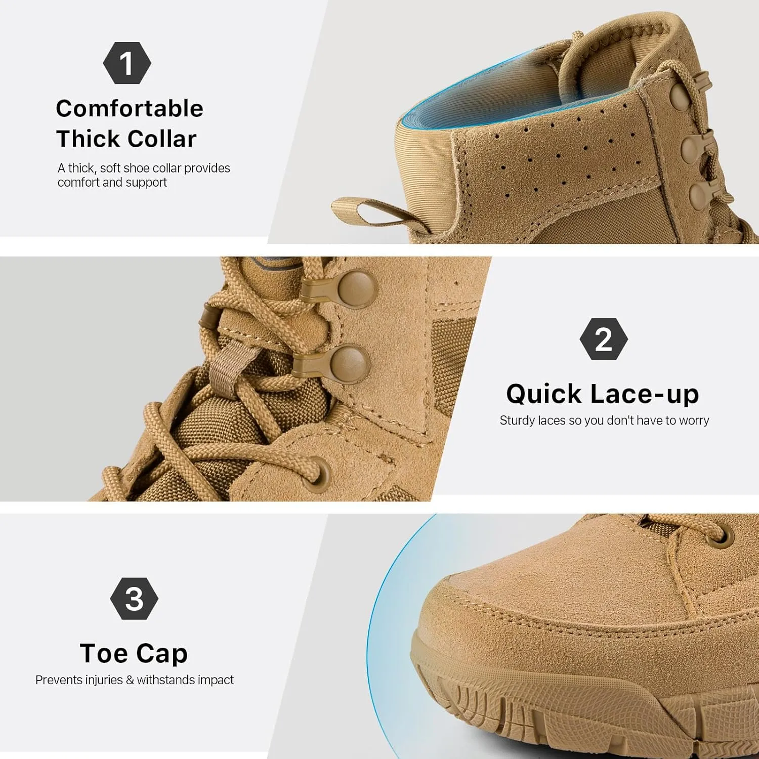 FREE SOLDIER Hiking Work Boots Men's Tactical Boots 6 Inches Waterproof Military Boots Outdoors Desert Boots