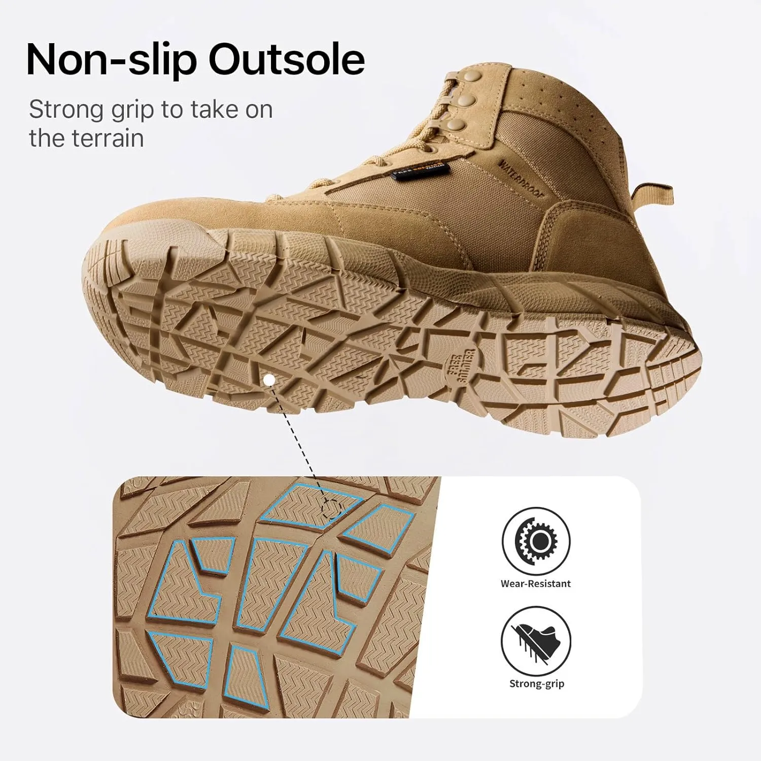FREE SOLDIER Hiking Work Boots Men's Tactical Boots 6 Inches Waterproof Military Boots Outdoors Desert Boots