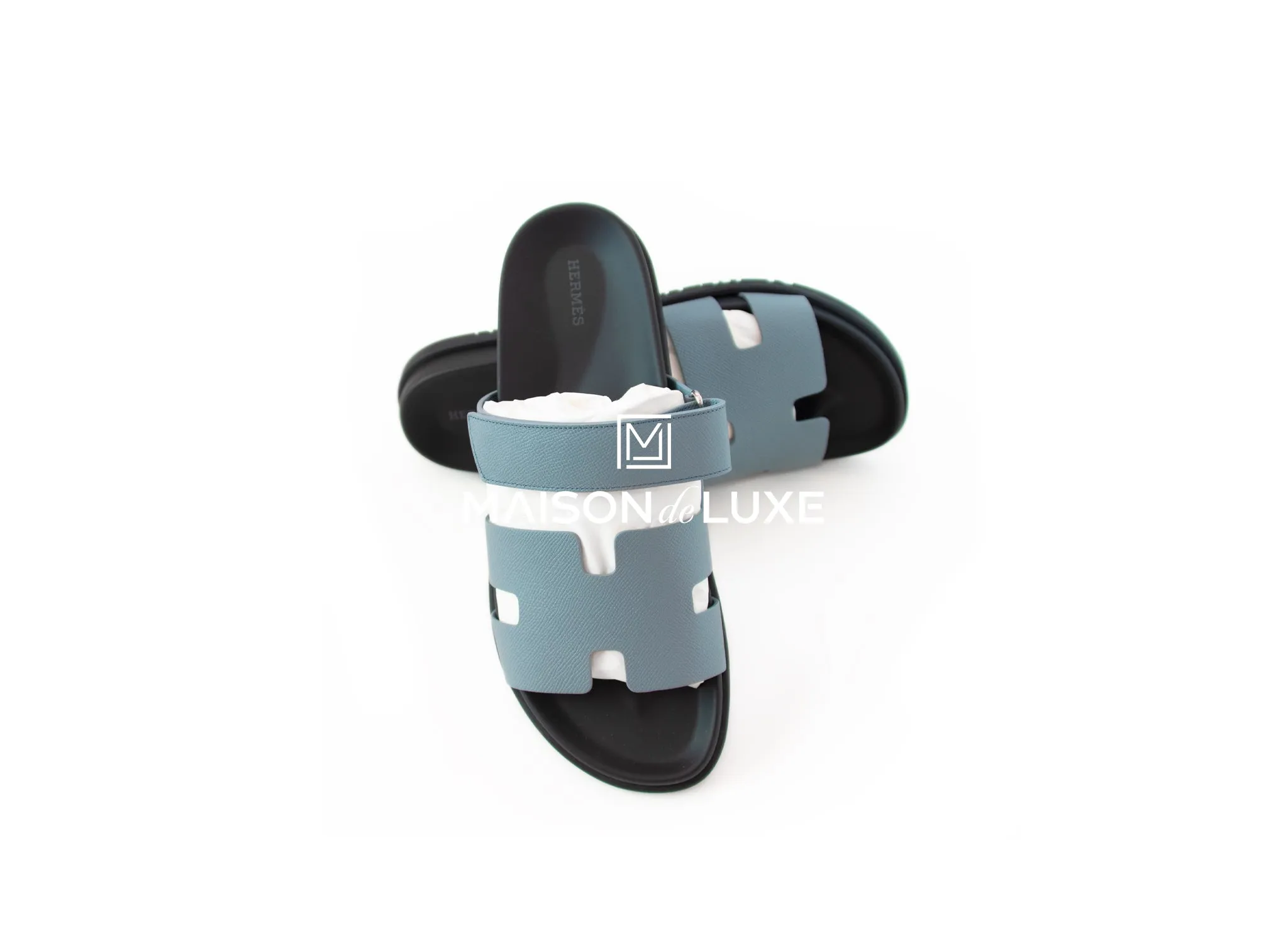 Hermes Men's Gris Antarctique Chypre Sandal 45