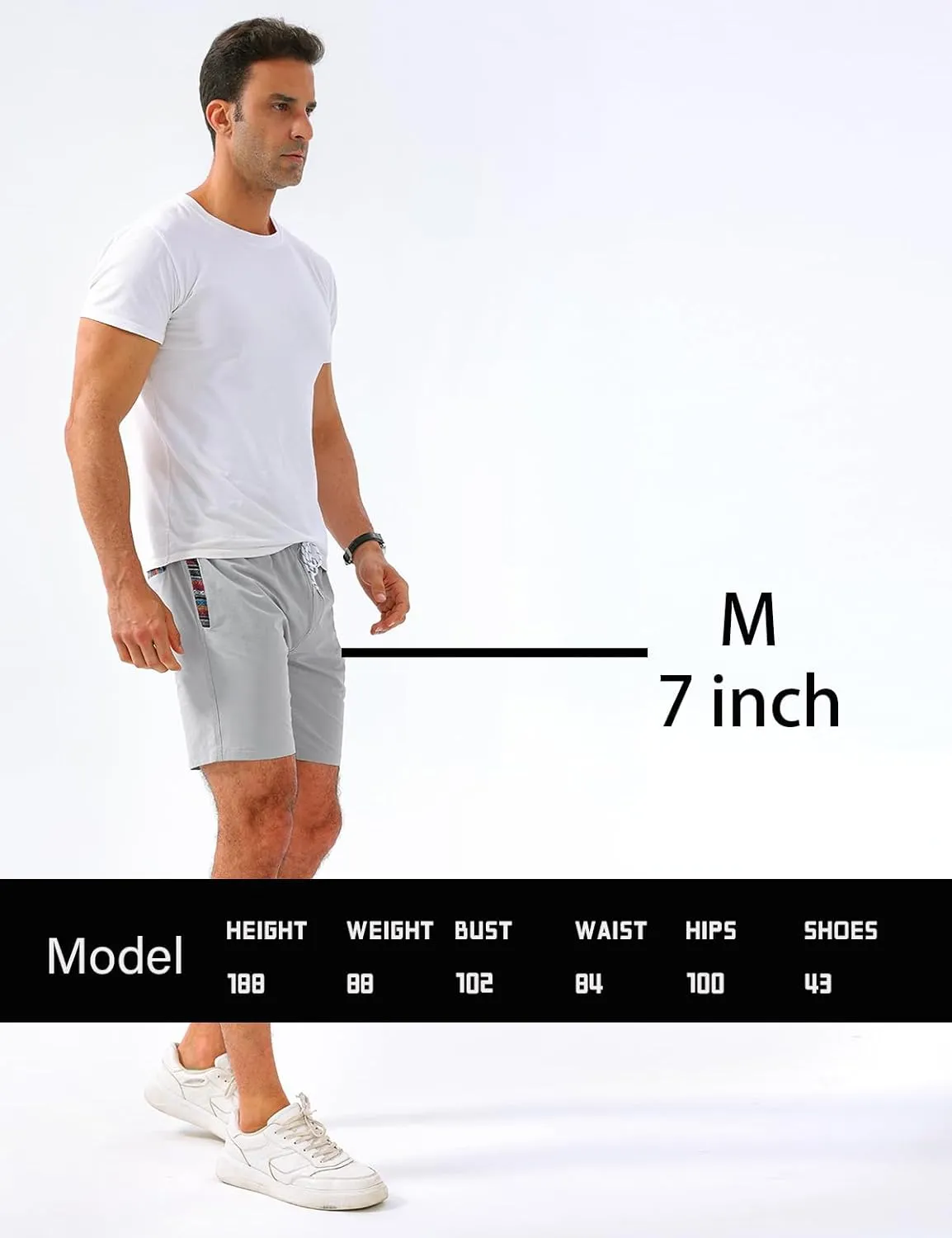Loopory Mens Casual Shorts-Drawstring Summer Beach Stretch Twill Golf Shorts-Anti-Wrinkle Fabric-5"&7"