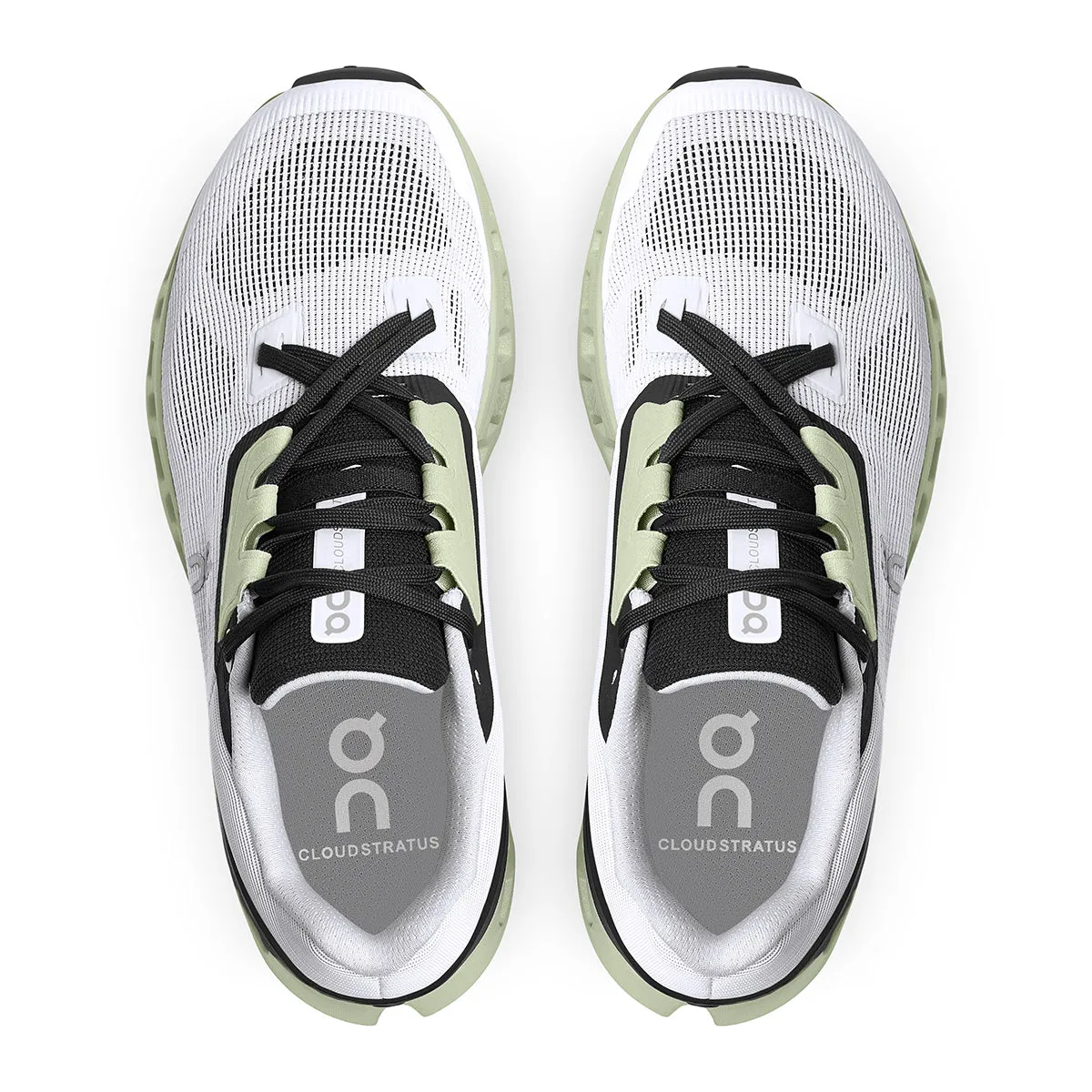 Womens On Cloudstratus 2 Running Shoes in White/Black - Lightweight, Cushioned Performance Sneakers