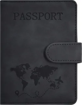 Passport Holder, Passport Cover with Credit Card Slot and Boarding Pass Slot Combo, Passport Wallet Case Book Travel Must Have, RFID Blocking Leather Travel Accessories, Black