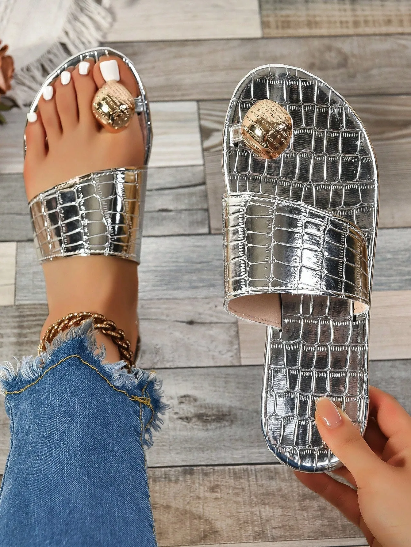 Pearl Roman Flat Sandals Shoes
