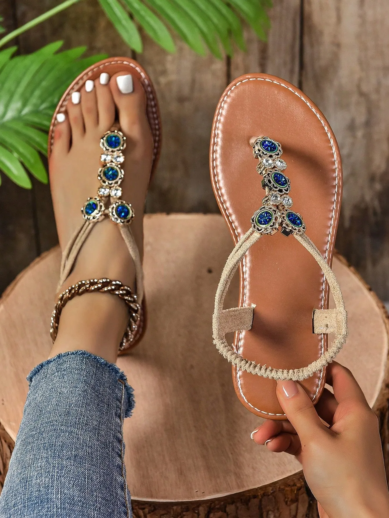 Pearl Roman Flat Sandals Shoes