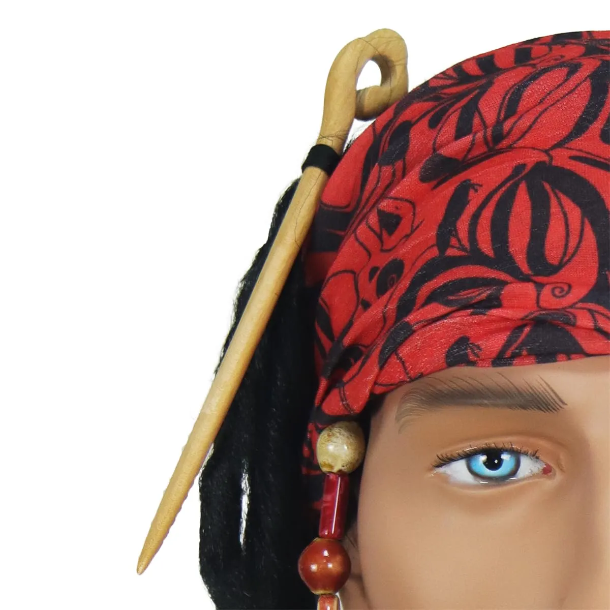 Pirate Dreadlock Wig Jack Sparrow Costume Props Bandana Accessories Men Women Hair Braid Beads Halloween Cosplay Black