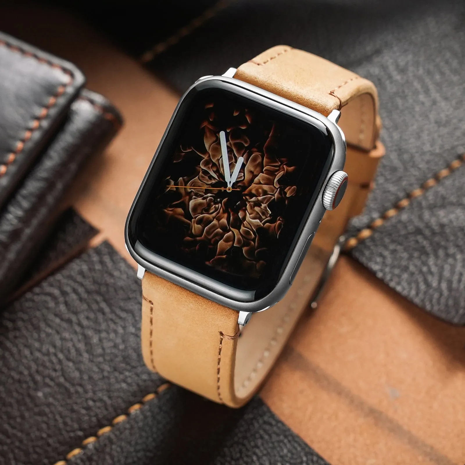 Ritche  Matte Khaki Top Grain Leather iWatch Band in 38, 40, 41, 42, 44, 45mm
