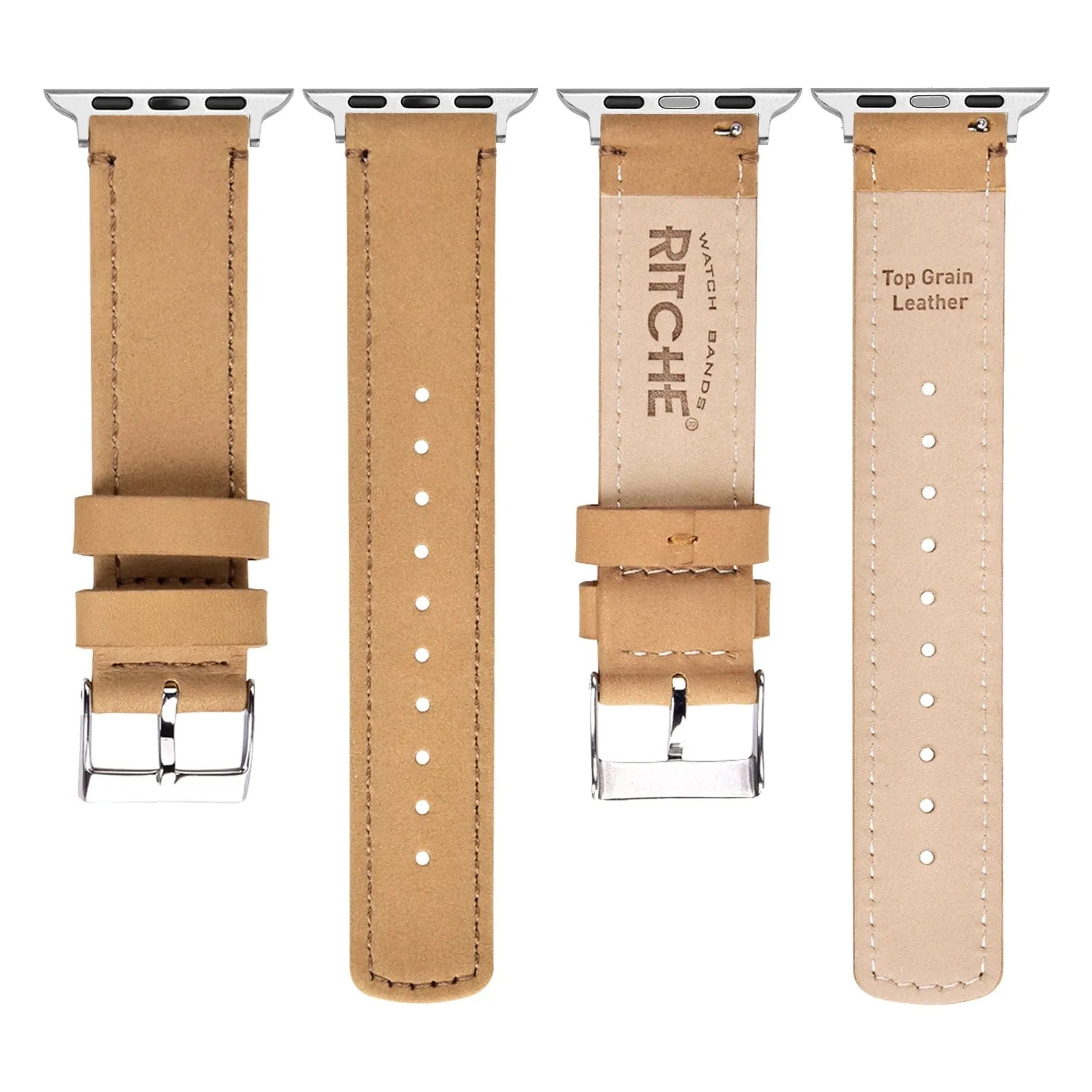 Ritche  Matte Khaki Top Grain Leather iWatch Band in 38, 40, 41, 42, 44, 45mm
