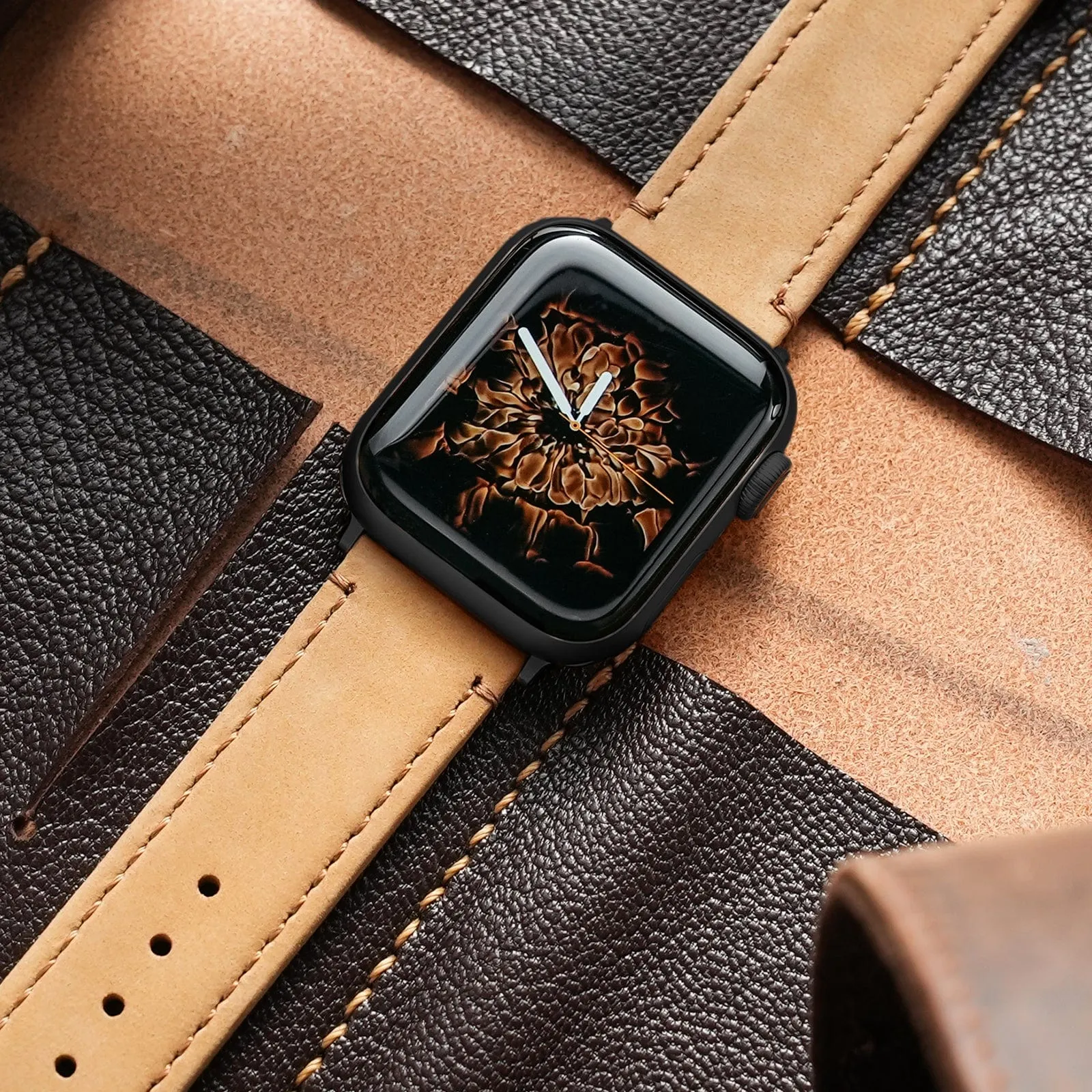 Ritche  Matte Khaki Top Grain Leather iWatch Band in 38, 40, 41, 42, 44, 45mm