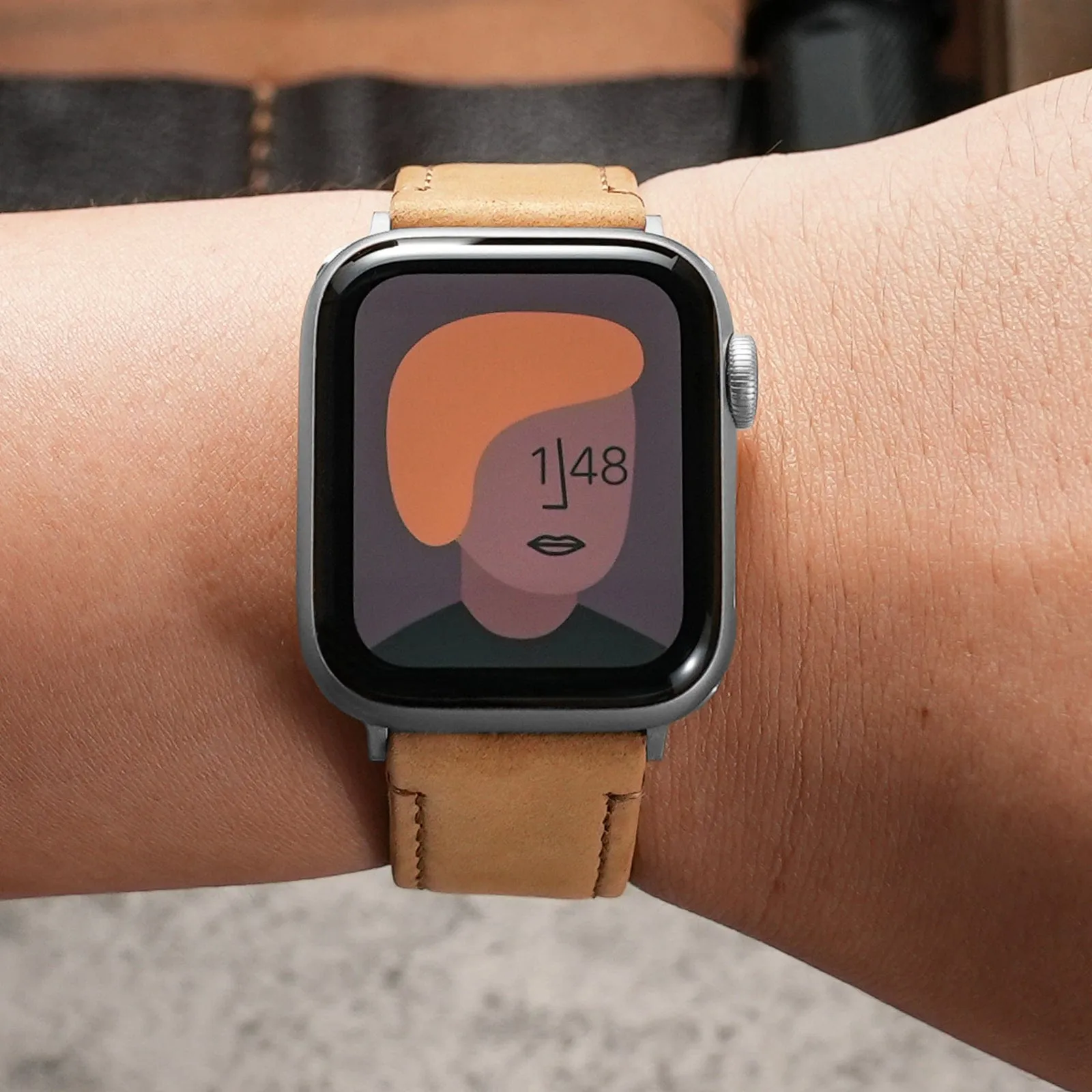 Ritche  Matte Khaki Top Grain Leather iWatch Band in 38, 40, 41, 42, 44, 45mm