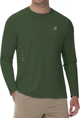 Runhit Men's UPF 50  Sun Protection Shirts Long Sleeve UV Swim Shirt Fishing Hiking Running Rash Guard Quick Dry Lightweight