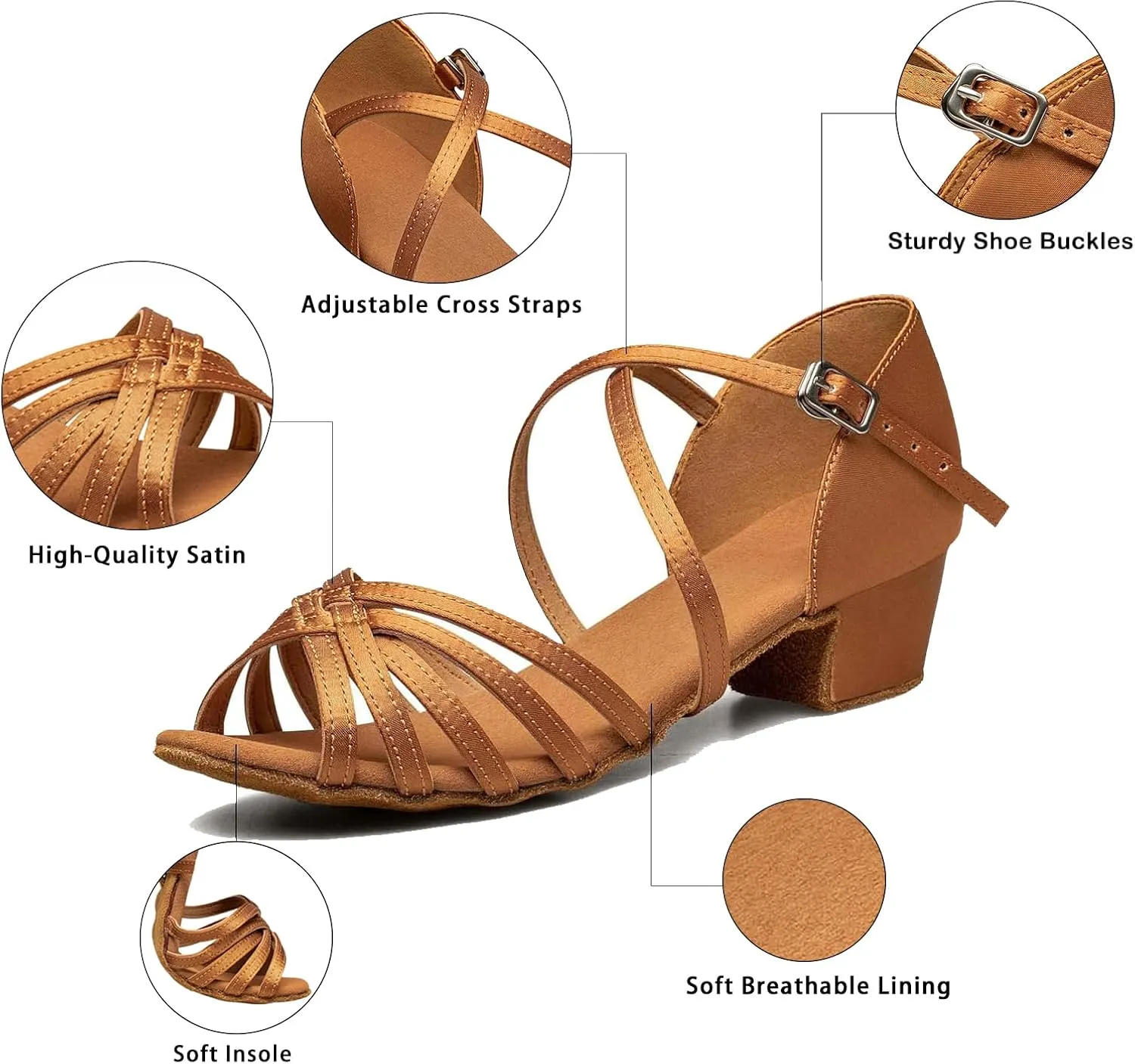TUOTOM Girls Latin Dance Shoes Kids Salsa Ballroom Dance Shoes Low Heel Girls Tango Dance Cha Cha Shoes