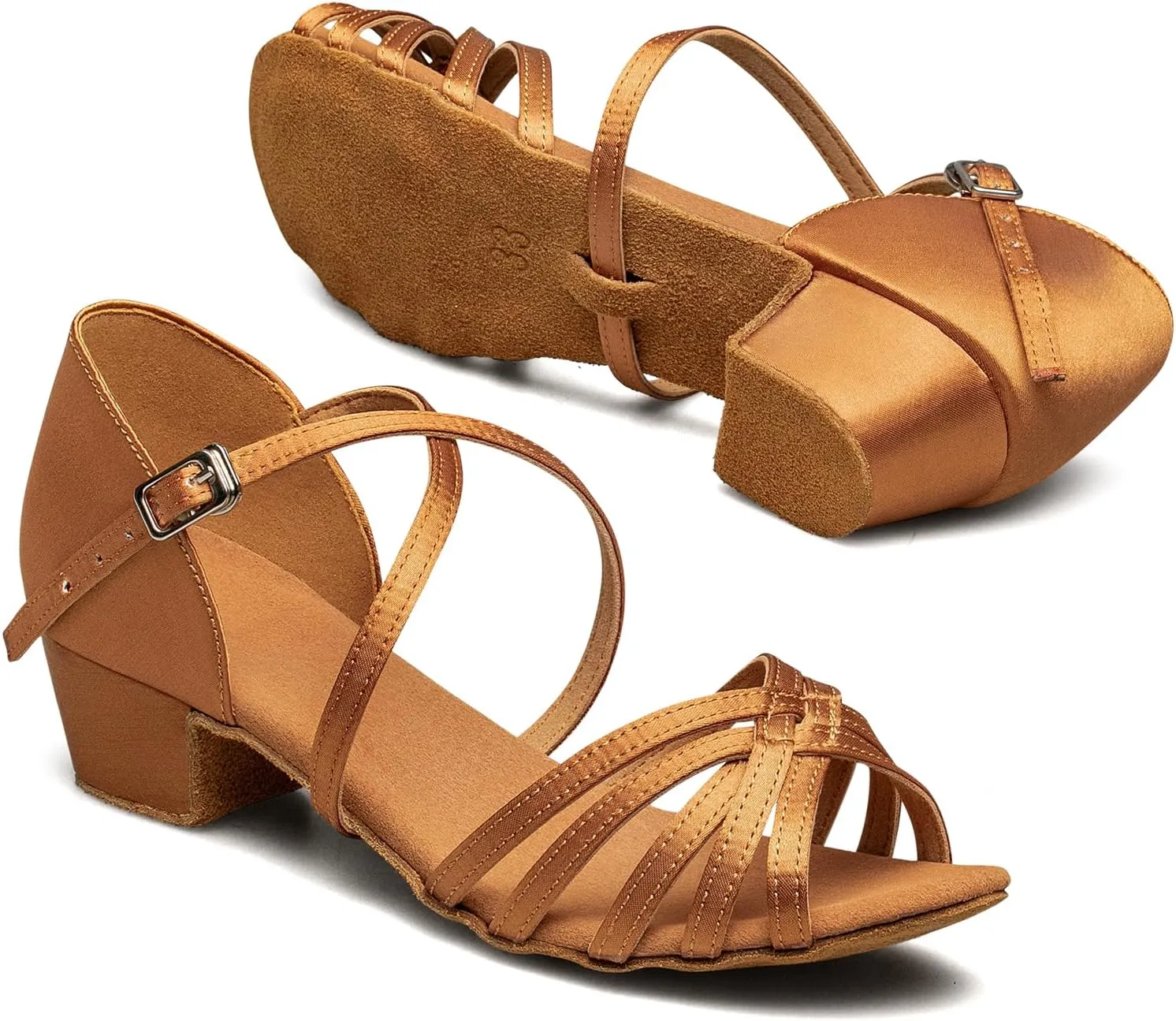 TUOTOM Girls Latin Dance Shoes Kids Salsa Ballroom Dance Shoes Low Heel Girls Tango Dance Cha Cha Shoes