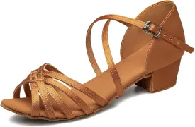 TUOTOM Girls Latin Dance Shoes Kids Salsa Ballroom Dance Shoes Low Heel Girls Tango Dance Cha Cha Shoes