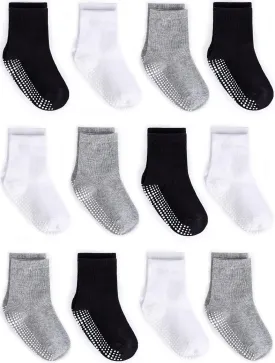 Zaples Grip Crew Socks with Non Slip/Anti Skid Soles for Baby Infants Toddlers Kids Boys Girls