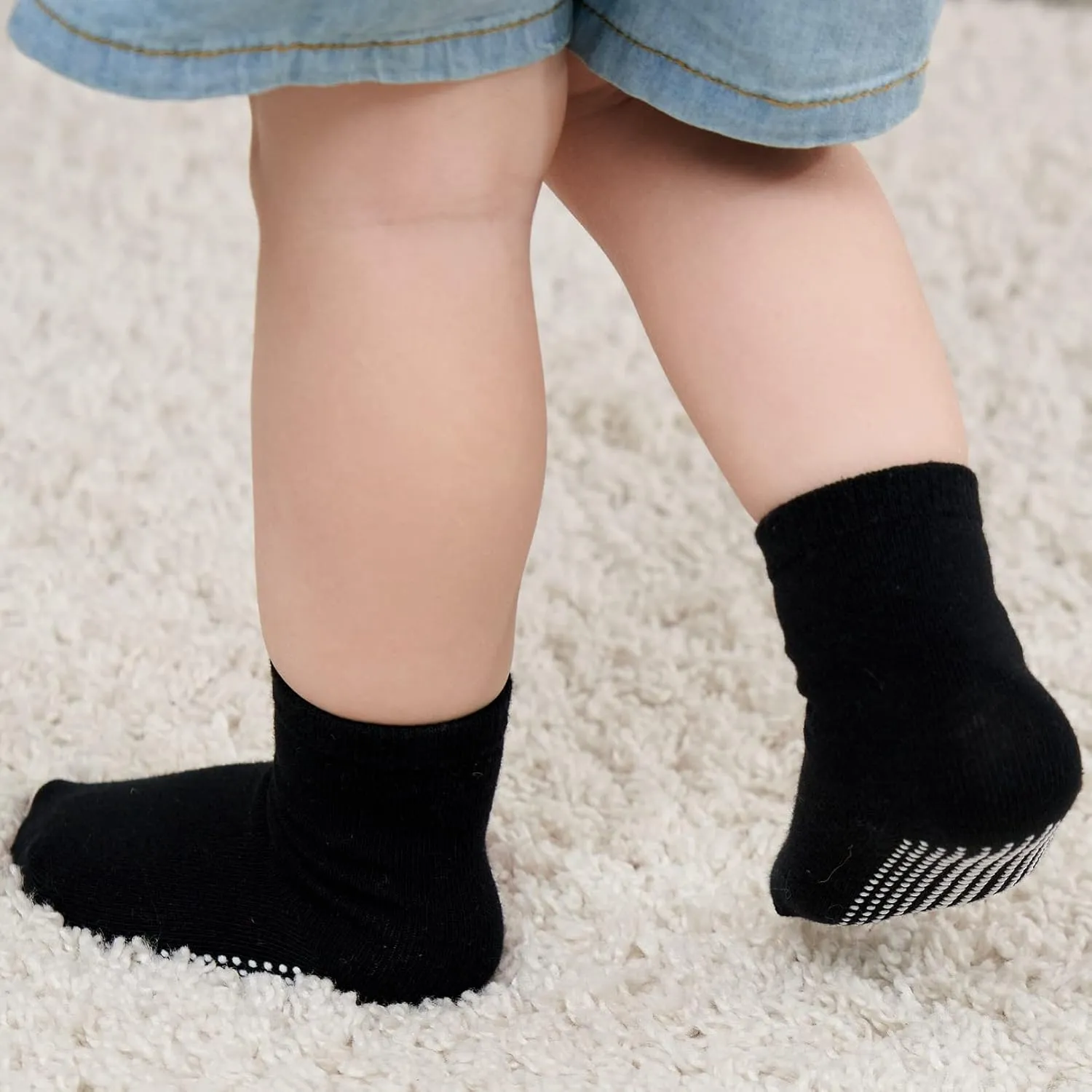 Zaples Grip Crew Socks with Non Slip/Anti Skid Soles for Baby Infants Toddlers Kids Boys Girls