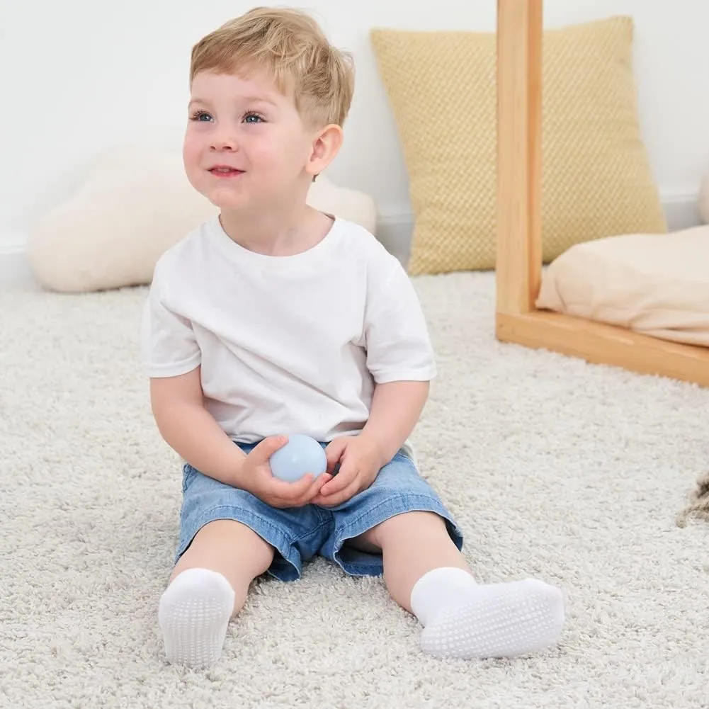 Zaples Grip Crew Socks with Non Slip/Anti Skid Soles for Baby Infants Toddlers Kids Boys Girls