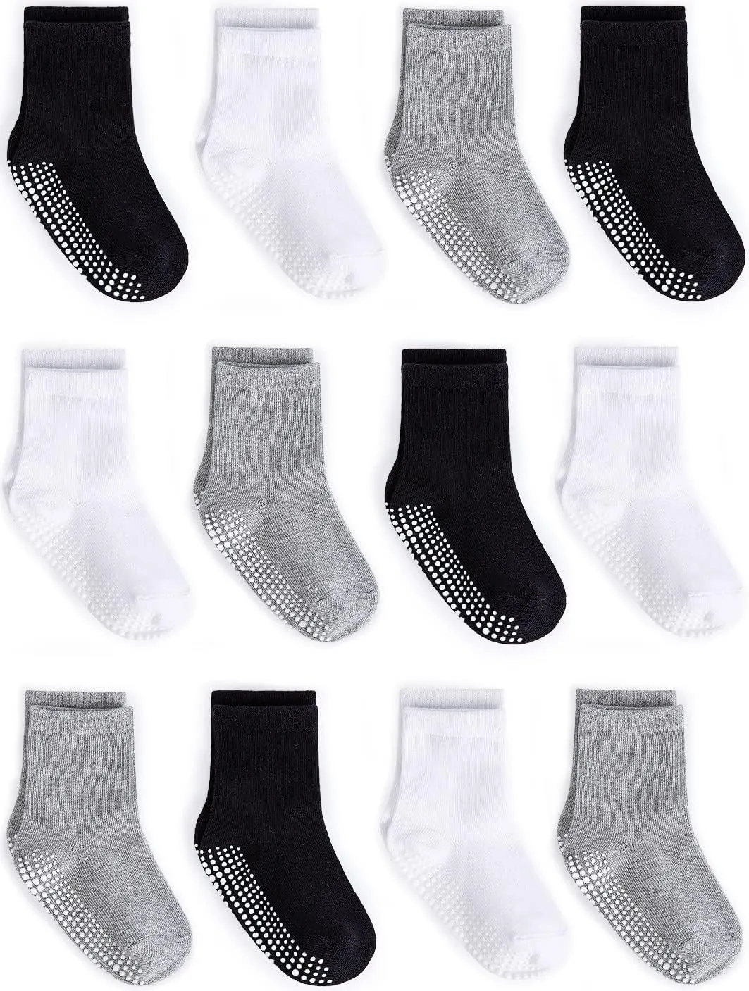 Zaples Grip Crew Socks with Non Slip/Anti Skid Soles for Baby Infants Toddlers Kids Boys Girls